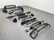 CONVERSION BODY KIT with FRONT BUMPER GRILLE PROTECTOR BULL BAR GUARD for MERCEDES BENZ G CLASS W465 2024+ to G63 AMG W465 2025+

Set includes:

Front Bumper Assembly
Front Skid Plate
Front Fender Liners

Front Grille&nbsp;
Bull Bar

Material: Plastic + Aluminium

NOTE: Professional installation is required