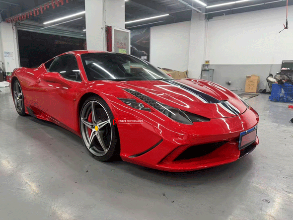 CONVERSION CARBON BODY KIT for FERRARI 458 2010 - 2016 UPGRADE to SPECIALE 2013 - 2016


Set includes:
Front Bumper
Front Bumper Trims
Front Hood
Side Skirts
Rear Trims
Rear Bumper
Rear Diffuser

Material:&nbsp;Carbon Fiber

NOTE: Professional installation is required.

Contact us for pricing.

Payment ►
Visa

Mastercard

PayPal with a credit card (add 4.4% at checkout)
Payoneer
Cryptocurrency
Shipment ►
By express DHL/UPS/TNT/FedEx
To the local international airport
Special line by air
Special line by the 