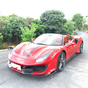 CONVERSION CARBON BODY KIT for FERRARI 488 GTB SPIDER 2015 - 2020 UPGRADE to 488 PISTA 2018 - 2020

Set includes:
Front Lip
Front Bumper Air Vent Covers
Side Skirts
Ducktail Spoiler
Engine Cover
Rear Diffuser

Material: Carbon

NOTE: Professional installation is required.