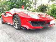 CONVERSION CARBON BODY KIT for FERRARI 488 GTB SPIDER 2015 - 2020 UPGRADE to 488 PISTA 2018 - 2020

Set includes:
Front Lip
Front Bumper Air Vent Covers
Side Skirts
Ducktail Spoiler
Engine Cover
Rear Diffuser

Material: Carbon

NOTE: Professional installation is required.