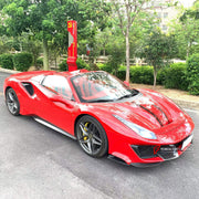 CONVERSION CARBON BODY KIT for FERRARI 488 GTB SPIDER 2015 - 2020 UPGRADE to 488 PISTA 2018 - 2020

Set includes:
Front Lip
Front Bumper Air Vent Covers
Side Skirts
Ducktail Spoiler
Engine Cover
Rear Diffuser

Material: Carbon

NOTE: Professional installation is required.