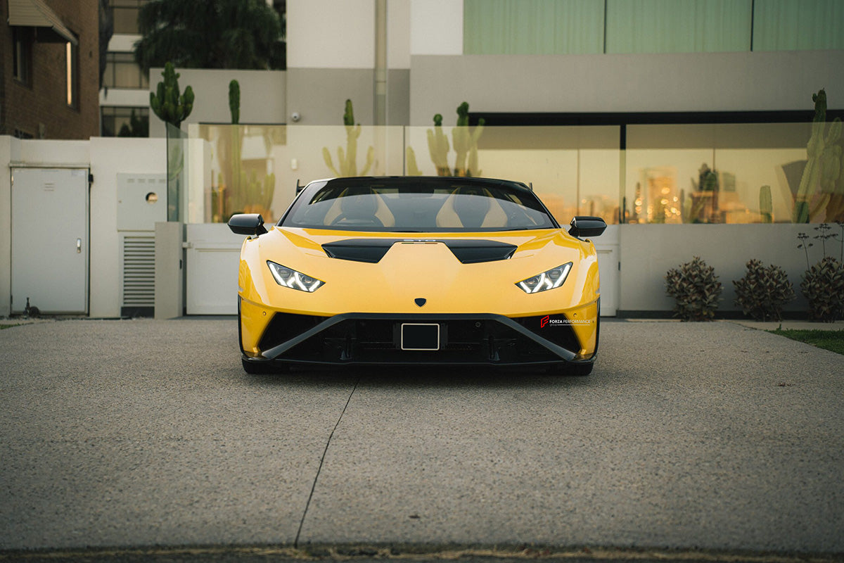 CONVERSION CARBON BODY KIT for LAMBORGHINI HURACAN LP580 LP610 LP640 SPYDER 2016 - 2019 upgrade to HURACAN STO LP 640

Set includes:
Front Lip
Front Bumper
Front Trunk with Air Inlets
Front Hood / Bonnet
Front Fenders
Front Fender Air Vents
Side Skirts
Rear Quarter Panels
Rear Engine Lid

Rear Wing Spoiler
Rear Bumper
Rear Diffuser
Exhaus System


Material: Dry Carbon

NOTE:

Professional installation is required
Why “Contact Us for Pricing”?

We don’t display fixed prices because our goal is to offer you t