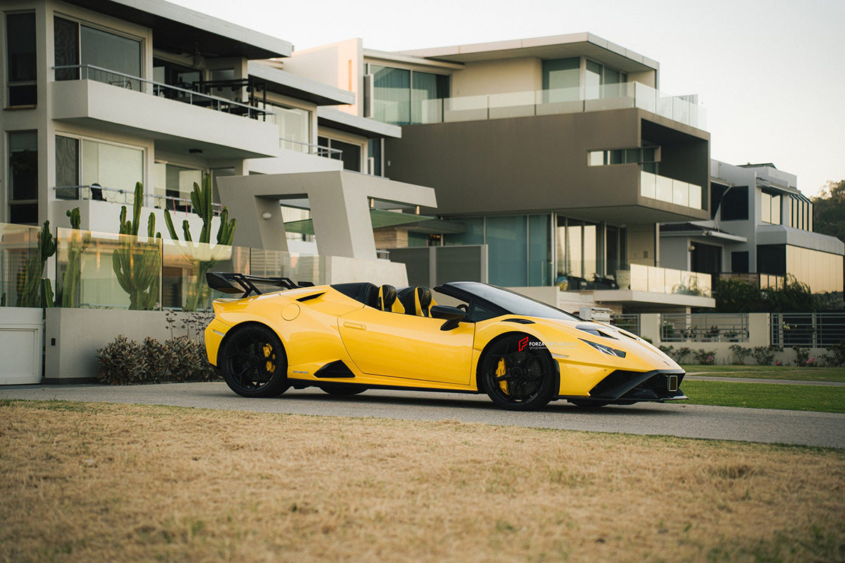 CONVERSION CARBON BODY KIT for LAMBORGHINI HURACAN LP580 LP610 LP640 SPYDER 2016 - 2019 upgrade to HURACAN STO LP 640

Set includes:
Front Lip
Front Bumper
Front Trunk with Air Inlets
Front Hood / Bonnet
Front Fenders
Front Fender Air Vents
Side Skirts
Rear Quarter Panels
Rear Engine Lid

Rear Wing Spoiler
Rear Bumper
Rear Diffuser
Exhaus System


Material: Dry Carbon

NOTE:

Professional installation is required
Why “Contact Us for Pricing”?

We don’t display fixed prices because our goal is to offer you t
