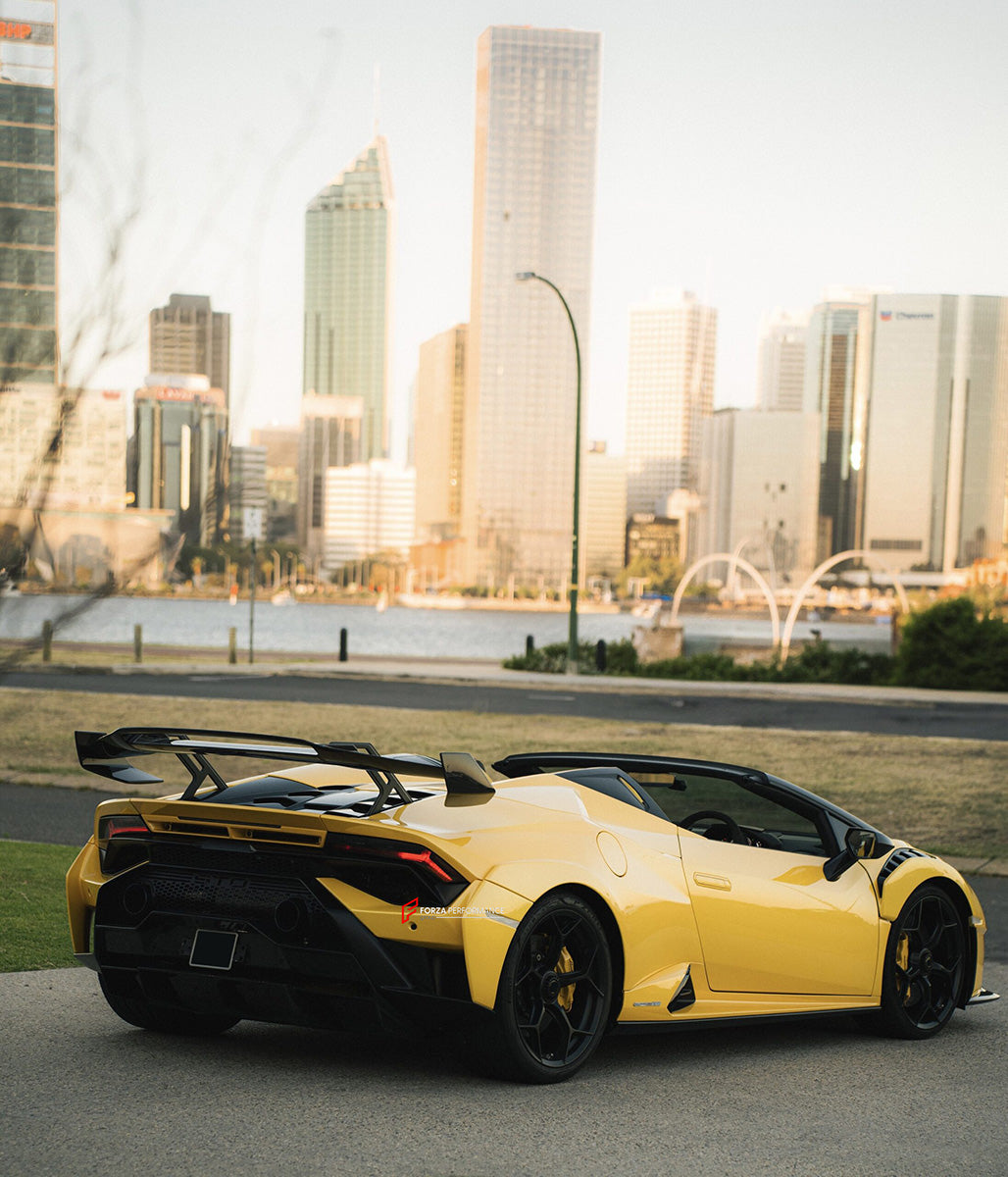 CONVERSION CARBON BODY KIT for LAMBORGHINI HURACAN LP580 LP610 LP640 SPYDER 2016 - 2019 upgrade to HURACAN STO LP 640

Set includes:
Front Lip
Front Bumper
Front Trunk with Air Inlets
Front Hood / Bonnet
Front Fenders
Front Fender Air Vents
Side Skirts
Rear Quarter Panels
Rear Engine Lid

Rear Wing Spoiler
Rear Bumper
Rear Diffuser
Exhaus System


Material: Dry Carbon

NOTE:

Professional installation is required
Why “Contact Us for Pricing”?

We don’t display fixed prices because our goal is to offer you t