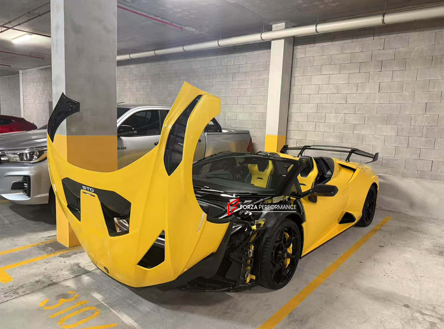 CONVERSION CARBON BODY KIT for LAMBORGHINI HURACAN LP580 LP610 LP640 SPYDER 2016 - 2019 upgrade to HURACAN STO LP 640

Set includes:
Front Lip
Front Bumper
Front Trunk with Air Inlets
Front Hood / Bonnet
Front Fenders
Front Fender Air Vents
Side Skirts
Rear Quarter Panels
Rear Engine Lid

Rear Wing Spoiler
Rear Bumper
Rear Diffuser
Exhaus System


Material: Dry Carbon

NOTE:

Professional installation is required
Why “Contact Us for Pricing”?

We don’t display fixed prices because our goal is to offer you t