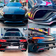 CONVERSION UPGRADE FACELIFT OLD TO NEW BODY KIT for MERCEDES-BENZ S-CLASS C217 S 400 S500 S550 2014 - 2020 to S63 AMG
Set includes:

Front Lip
Front Bumper Assembly
Front Grille
Mirror Housing
Rear Side Canards
Rear Diffuser
Spoiler
Exhaust Tips
Material: Carbon

NOTE: Professional installation is required.