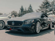 CONVERSION UPGRADE FACELIFT OLD TO NEW BODY KIT for MERCEDES-BENZ S-CLASS C217 S 400 S500 S550 2014 - 2020 to S63 AMG
Set includes:

Front Lip
Front Bumper Assembly
Front Grille
Mirror Housing
Rear Side Canards
Rear Diffuser
Spoiler
Exhaust Tips
Material: Carbon

NOTE: Professional installation is required.