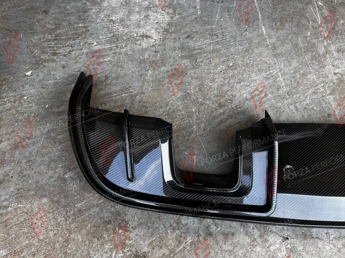 CONVERSION CARBON REAR DIFFUSER for PORSCHE 718 982 CAYMAN BOXSTER 2016 - 2025 UPGRADE to 718 GT4 RS 2022 - 2025 FORZA PERFORMANCE custom fit GT4 RS Style

Set includes:
Rear Diffuser

Material: Carbon

NOTE: Professional installation is required.