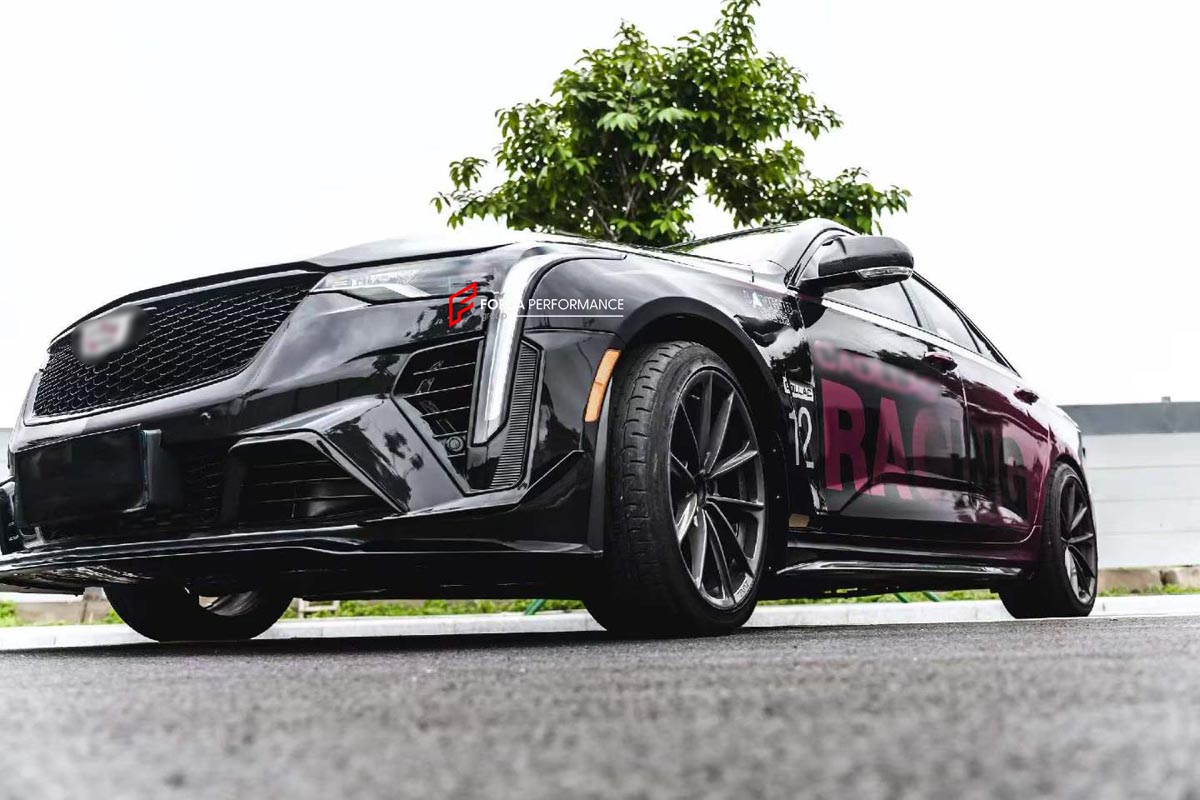 CONVERSION CT4 V BLACKWING FRONT BUMPER for CADILLAC CT4 2020+ FORZA PERFORMANCE Custom Fit
Set includes:

Front Bumper Assembly
Front Upper Grille
Front Center Grille
Front Bumper Vent Covers
Front Canards
Front Lip (Carbon Fiber Available)
Turn Signal Lights
Material: Plastic / Carbon Fiber

NOTE: Professional installation is required.