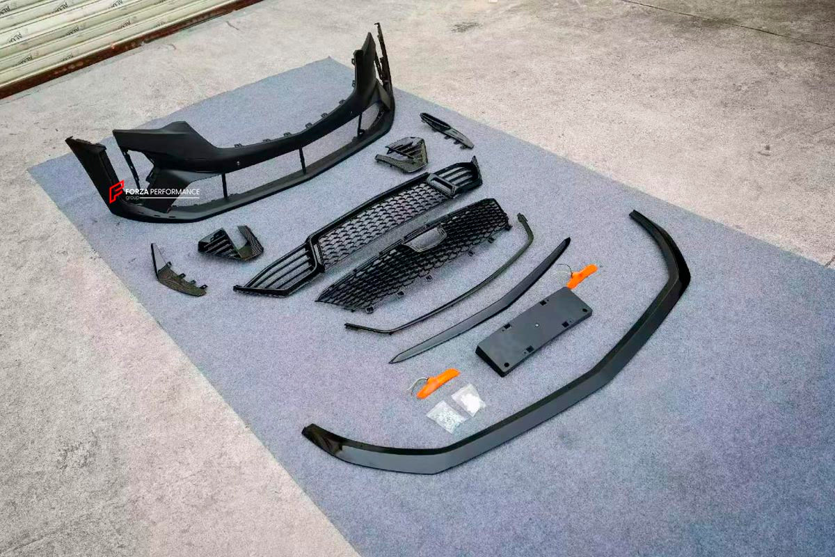 CONVERSION CT4 V BLACKWING FRONT BUMPER for CADILLAC CT4 2020+ FORZA PERFORMANCE Custom Fit
Set includes:

Front Bumper Assembly
Front Upper Grille
Front Center Grille
Front Bumper Vent Covers
Front Canards
Front Lip (Carbon Fiber Available)
Turn Signal Lights
Material: Plastic / Carbon Fiber

NOTE: Professional installation is required.