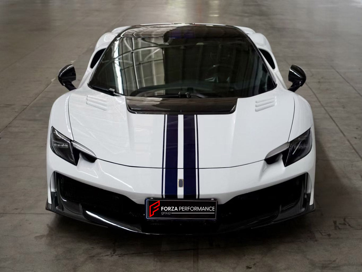 CONVERSION DRY CARBON BODY KIT for FERRARI 296 GTB GTS 2022+ UPGRADE to 296 SPECIALE 2026+ FORZA PERFORMANCE custom fit Speciale Style

Set includes:
Front Lip
Front Bumper Assembly
Side Skirts
Rear Spoiler Wing
Rear Diffuser

Material: Dry Carbon

NOTE: Professional installation is required.