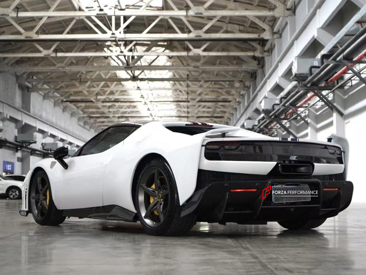CONVERSION DRY CARBON BODY KIT for FERRARI 296 GTB GTS 2022+ UPGRADE to 296 SPECIALE 2026+ FORZA PERFORMANCE custom fit Speciale Style

Set includes:
Front Lip
Front Bumper Assembly
Side Skirts
Rear Spoiler Wing
Rear Diffuser

Material: Dry Carbon

NOTE: Professional installation is required.