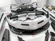 CONVERSION DRY CARBON BODY KIT for LAMBORGHINI AVENTADOR LP700 LP720 LP750 2011 - 2017 UPGRADE to AVENTADOR SVJ 2018 - 2022 FORZA PERFORMANCE custom fit SVJ Style

Set includes:
Front Bumper
Front Lip
Front Bumper Air Intakes
Side Skirts
Side Air Intakes
Engine Cover
Rear Wing Spoiler
Rear Bumper
Rear Diffuser

Material: Dry Carbon

NOTE: Professional installation is required.