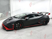 DRY CARBON BODY KIT for LAMBORGHINI HURACAN STO 2021 - 2024 FORZA PERFORMANCE custom fit STO Style

Set includes:
Front Bumper
Front Lip
Hood Bonnet
Front Fenders
Side Skirts
Rear Fenders with Air Intakes
Engine Cover
Rear Bumper
Rear Diffuser
Rear Wing Spoiler

Material: Dry Carbon

NOTE: Professional installation is required.