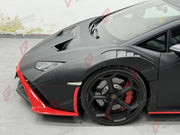 DRY CARBON BODY KIT for LAMBORGHINI HURACAN STO 2021 - 2024 FORZA PERFORMANCE custom fit STO Style

Set includes:
Front Bumper
Front Lip
Hood Bonnet
Front Fenders
Side Skirts
Rear Fenders with Air Intakes
Engine Cover
Rear Bumper
Rear Diffuser
Rear Wing Spoiler

Material: Dry Carbon

NOTE: Professional installation is required.
