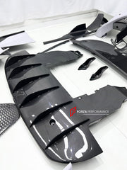 CONVERSION DRY CARBON BODY KIT for MCLAREN 720S COUPE 2017 - 2023 UPGRADE to 765LT 2020 - 2023

Set includes:
Front Lip
Front Bumper Assembly
Headlight Inserts
Front Fenders
Side Skirts
Rear Spoiler Wing
Engine Cover
Rear Diffuser
Exhaust System

Material: Dry Carbon

NOTE: Professional installation is required.