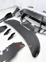 CONVERSION DRY CARBON BODY KIT for MCLAREN 720S COUPE 2017 - 2023 UPGRADE to 765LT 2020 - 2023

Set includes:
Front Lip
Front Bumper Assembly
Headlight Inserts
Front Fenders
Side Skirts
Rear Spoiler Wing
Engine Cover
Rear Diffuser
Exhaust System

Material: Dry Carbon

NOTE: Professional installation is required.