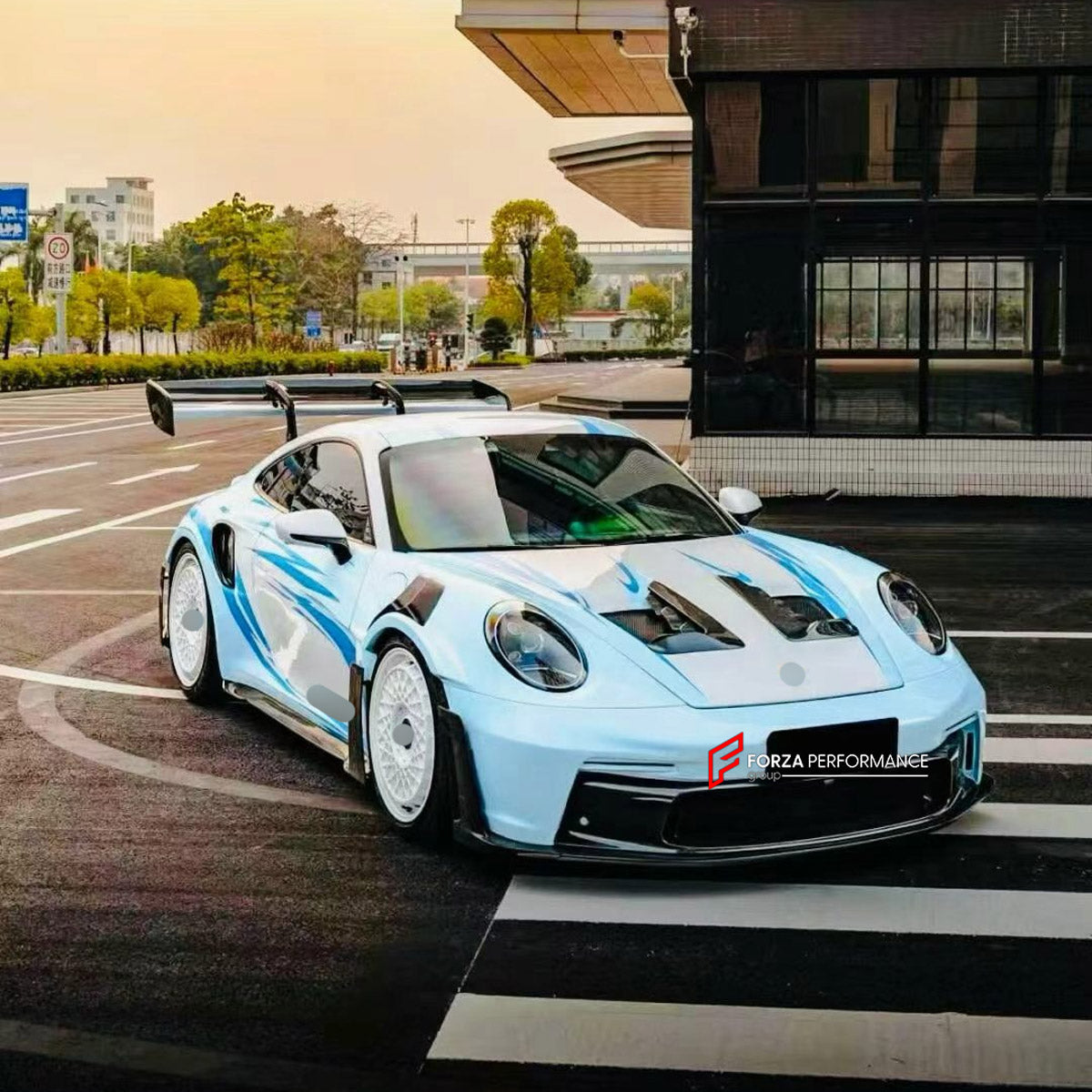 CONVERSION DRY CARBON BODY KIT for PORSCHE 911 992 CARRERA 2019+ UPGRADE to 911 992 GT3 RS 2022+ FORZA PERFORMANCE custom fit GT3 RS Style

Set includes:
Front Lip
Hood Bonnet Air Vents
Side Fender Vents
Side Skirts
Rear Spoiler Wing
Rear Diffuser

Material: Dry Carbon

NOTE: Professional installation is required.
