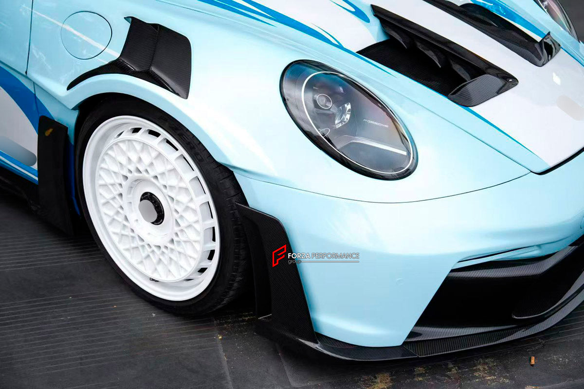 CONVERSION DRY CARBON BODY KIT for PORSCHE 911 992.1 CARRERA CARRERA S 2019 - 2025 UPGRADE to PORSCHE 911 992 GT3 RS 2019 - 2025

Set includes:

Front Bumper
Front Lip
Front Hood
Front Fender Air Vents
Side Door Panels
Side Skirts
Rear Fenders
Rear Bumper
Rear Diffuser
Rear Big Spoiler
Rear Base Spoiler
Rear Engine Hood
Rear Canards
Exhaust System
Material: Dry Carbon

Will Fit: PORSCHE 911 992.1 CARRERA CARRERA S 2019 - 2025

NOTE: Professional installation is required.

Available exclusively at FORZA PERF