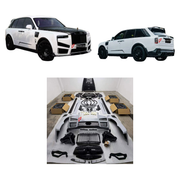 CONVERSION DRY CARBON BODY KIT for ROLLS-ROYCE CULLINAN SERIES I 2018 - 2024 UPGRADE to CULLINAN SERIES II 2024+ FORZA PERFORMANCE custom fit Mansory Style

Set includes:
Front Bumper Assembly
Front Grille
Hood Bonnet
Side Fender Vents
Fender Flares
Side Skirts
Roof Spoiler
Ducktail Spoiler
Rear Window Air Vent Trims
Rear Bumper Assembly
Rear Diffuser
Forged Wheels Rims

Material: Dry Carbon

NOTE: Professional installation is required.