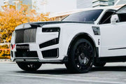 CONVERSION DRY CARBON BODY KIT for ROLLS-ROYCE CULLINAN SERIES I 2018 - 2024 UPGRADE to CULLINAN SERIES II 2024+ FORZA PERFORMANCE custom fit Mansory Style

Set includes:
Front Bumper Assembly
Front Grille
Hood Bonnet
Side Fender Vents
Fender Flares
Side Skirts
Roof Spoiler
Ducktail Spoiler
Rear Window Air Vent Trims
Rear Bumper Assembly
Rear Diffuser
Forged Wheels Rims

Material: Dry Carbon

NOTE: Professional installation is required.