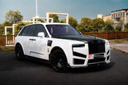 CONVERSION DRY CARBON BODY KIT for ROLLS-ROYCE CULLINAN SERIES I 2018 - 2024 UPGRADE to CULLINAN SERIES II 2024+ FORZA PERFORMANCE custom fit Mansory Style

Set includes:
Front Bumper Assembly
Front Grille
Hood Bonnet
Side Fender Vents
Fender Flares
Side Skirts
Roof Spoiler
Ducktail Spoiler
Rear Window Air Vent Trims
Rear Bumper Assembly
Rear Diffuser
Forged Wheels Rims

Material: Dry Carbon

NOTE: Professional installation is required.