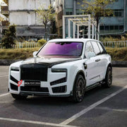 CONVERSION DRY CARBON BODY KIT for ROLLS-ROYCE CULLINAN SERIES I 2018 - 2024 UPGRADE to CULLINAN SERIES II 2024+ FORZA PERFORMANCE custom fit Mansory Style

Set includes:
Front Bumper Assembly
Front Grille
Hood Bonnet
Side Fender Vents
Fender Flares
Side Skirts
Roof Spoiler
Ducktail Spoiler
Rear Window Air Vent Trims
Rear Bumper Assembly
Rear Diffuser
Forged Wheels Rims

Material: Dry Carbon

NOTE: Professional installation is required.