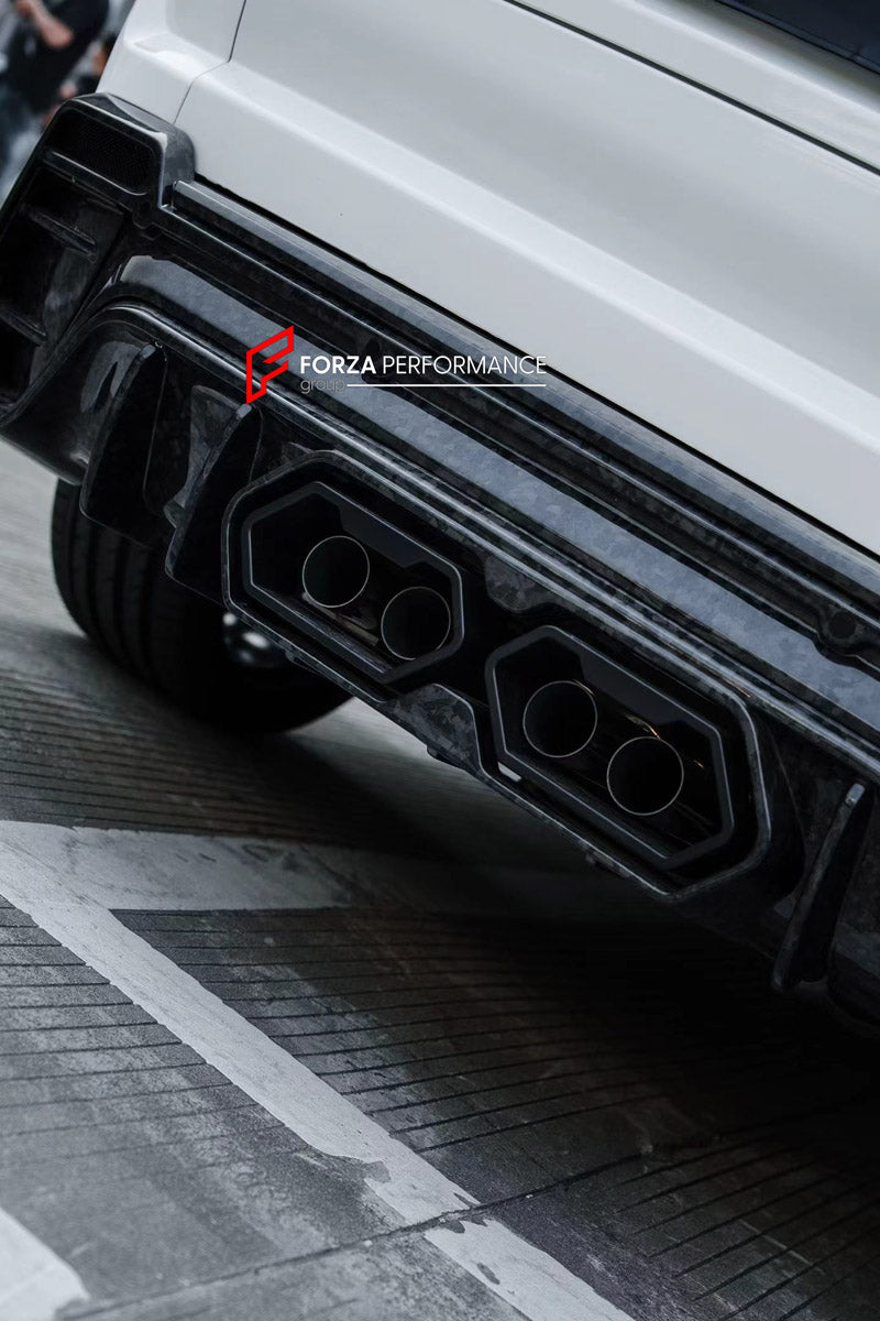 CONVERSION DRY CARBON BODY KIT for ROLLS-ROYCE CULLINAN SERIES I 2018 - 2024 UPGRADE to CULLINAN SERIES II 2024+ FORZA PERFORMANCE custom fit Mansory Style

Set includes:
Front Bumper Assembly
Front Grille
Hood Bonnet
Side Fender Vents
Fender Flares
Side Skirts
Roof Spoiler
Ducktail Spoiler
Rear Window Air Vent Trims
Rear Bumper Assembly
Rear Diffuser
Forged Wheels Rims

Material: Dry Carbon

NOTE: Professional installation is required.