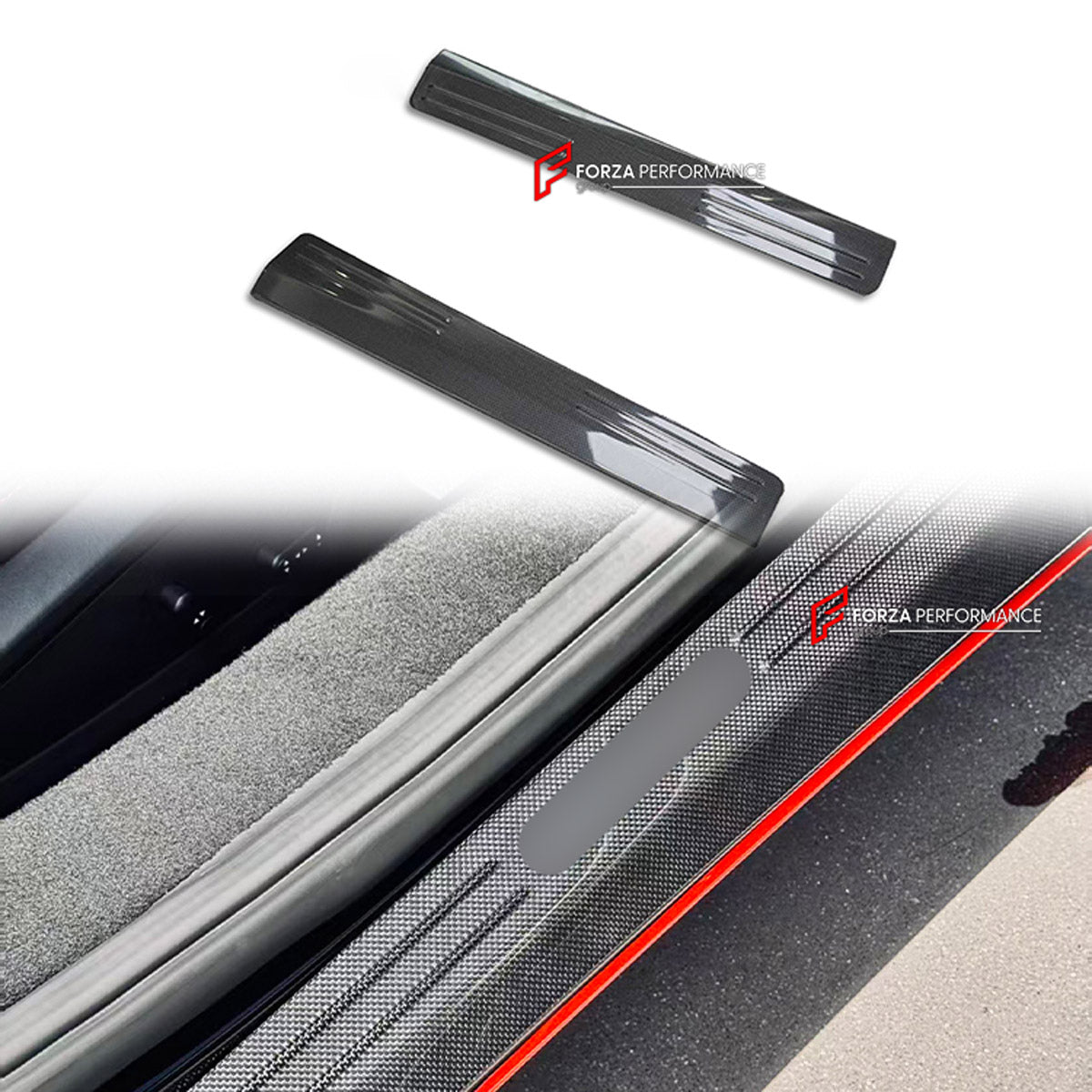 CONVERSION DRY CARBON DOOR SILLS for FERRARI 458 ITALIA SPIDER 2009 - 2015 UPGRADE to 458 SPECIALE 2013 - 2016 FORZA PERFORMANCE custom fit Speciale Style

Set includes:
Door Sills

Material: Dry Carbon

NOTE: Professional installation is required.