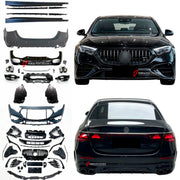 CONVERSION E53 AMG BODY KIT for MERCEDES BENZ E CLASS W214 E350 E450 4MATIC 2023+
Set includes:

Front Bumper
Front Grille
Front Bumper Lower Grille
Side Skirts
Rear Bumper
Rear Diffuser
Exhaust Tips
Material: Plastic

NOTE: Professional installation is required.