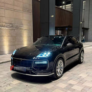 CONVERSION FRONT BUMPER AND REAR BUMPER for PORSCHE CAYENNE E4 9Y0.2 2024+ UPGRADE to TURBO GT 2024+ FORZA PERFORMANCE custom fit Turbo GT Style

Set includes:
Front Bumper
Rear Bumper

Material: Plastic

NOTE: Professional installation is required.