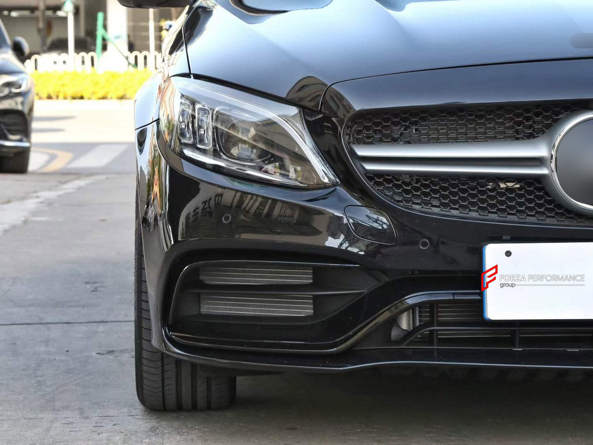 CONVERSION FRONT BUMPER ASSEMBLY AND FENDERS for MERCEDES-BENZ C-CLASS W205 2014 - 2022 UPGRADE to C63 AMG W205 2015 - 2023 FORZA PERFORMANCE custom fit AN Style

Set includes:
Front Bumper Assembly
Front Fenders

Material: Plastic

NOTE: Professional installation is required.