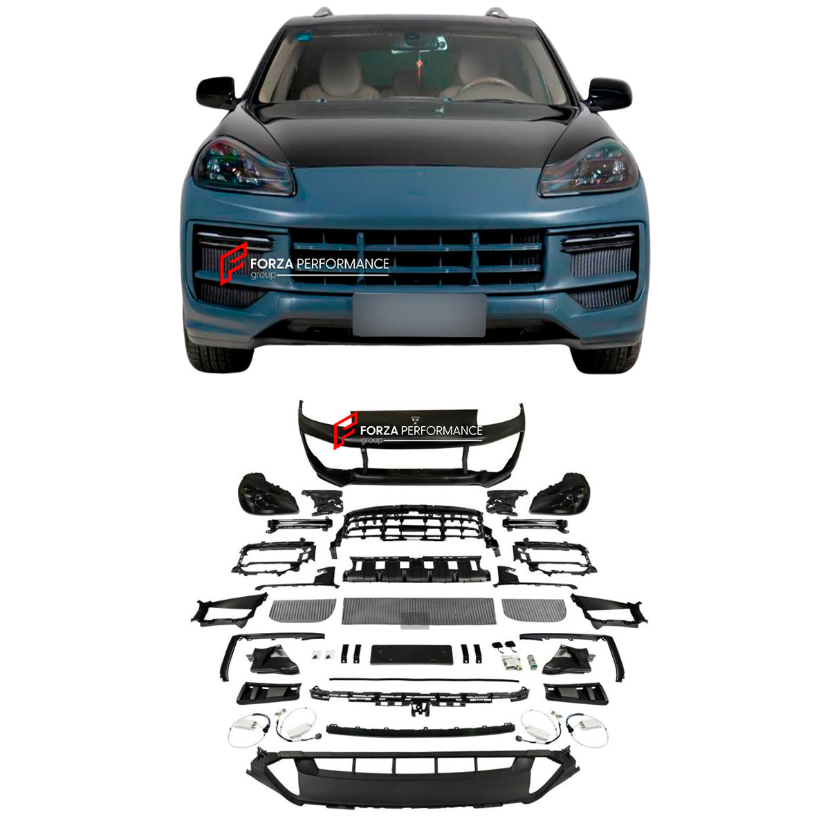 CONVERSION FRONT BUMPER ASSEMBLY and HEADLIGHTS for PORSCHE CAYENNE E1 9PA FACELIFT 2007 - 2010 UPGRADE to CAYENNE GTS SD E3 9YA FACELIFT 2024+

Set includes:
Front Bumper Assembly
Headlights

Material: Plastic

NOTE: Professional installation is required

Why “Contact Us for Pricing”?

We don’t display fixed prices because our goal is to offer you the most competitive deal possible. Product costs often decrease over time, and by requesting a quote, you’ll receive our most up-to-date price on market.

Payme