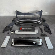 CONVERSION FRONT BUMPER ASSEMBLY for LAND ROVER RANGE ROVER L460 2021+ UPGRADE to SV L460 2022+

Set includes:
Front Bumper Assembly
Front Grille

Material: Plastic

NOTE: Professional installation is required.