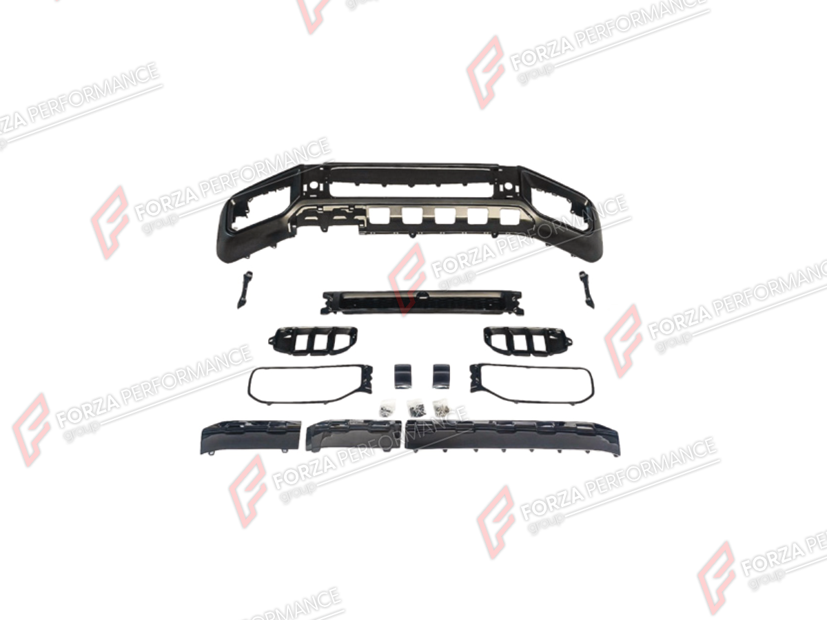 CONVERSION FRONT BUMPER ASSEMBLY for MERCEDES-BENZ G-CLASS W464 2019 - 2024 UPGRADE to G-CLASS W465 G63 2025+

Set includes:
Front Bumper Assembly

Material: Plastic

NOTE: Professional installation is required.