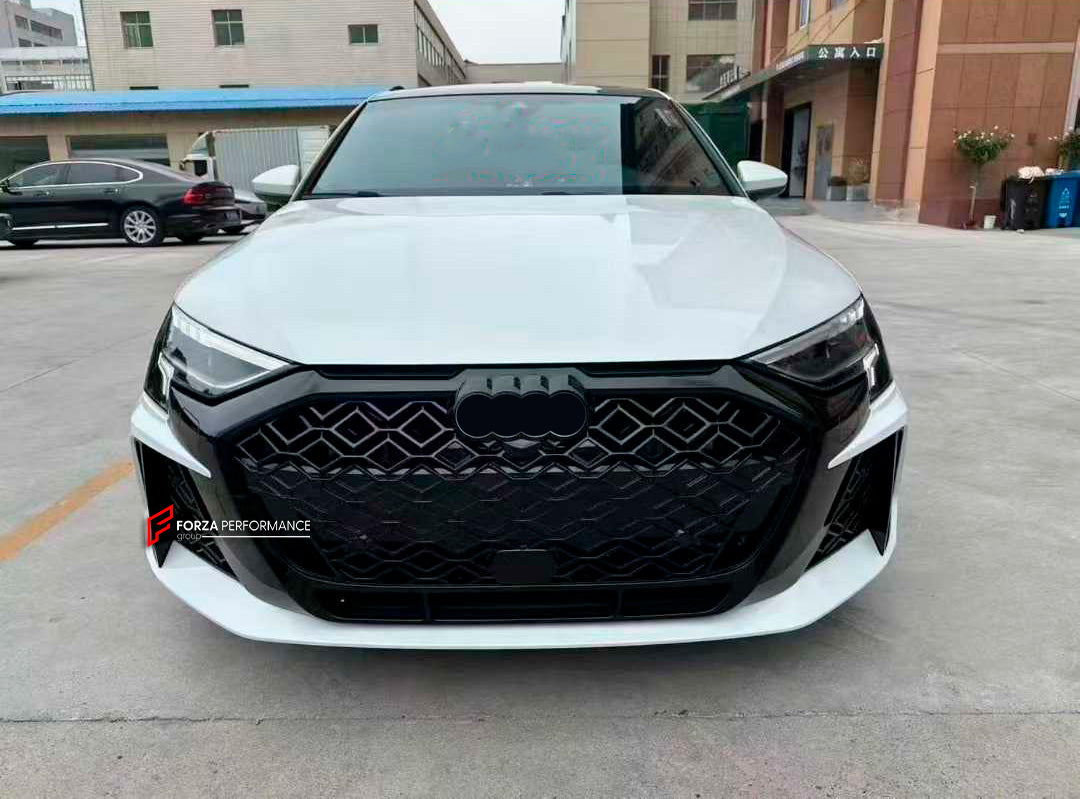 CONVERSION FRONT BUMPER KIT for AUDI A3 8Y 2020 - 2024 upgrade to RS3 8Y FACELIFT 2024+

Set includes:

Front Bumper Assembly
Front Grille Frame
Front Grille

Material: Plastic

NOTE: Professional installation is required