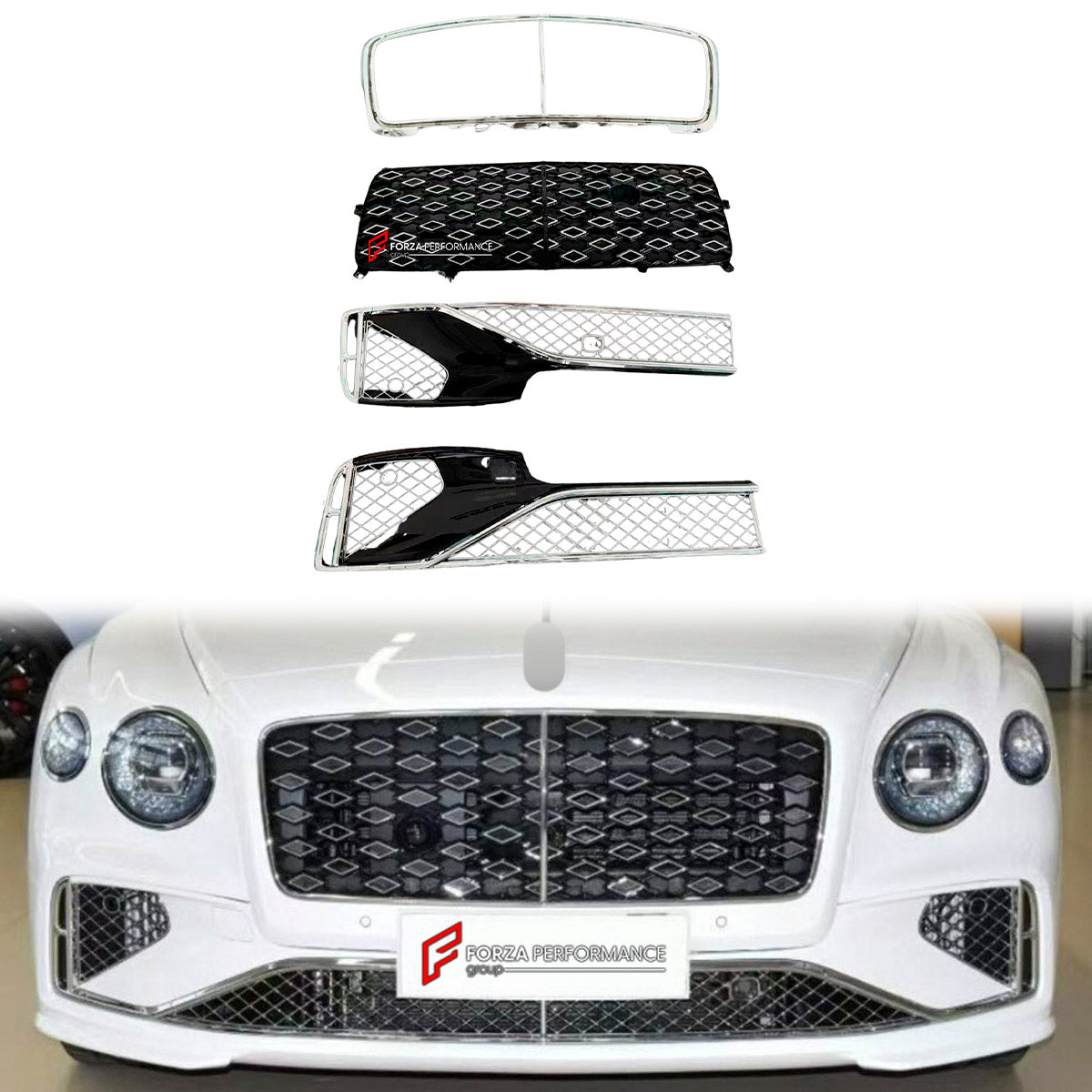 CONVERSION UPGRADE FACELIFT OLD TO NEW BODY KIT for Bentley Flying Spur III 2019 - 2024 to III FACELIFT 2025+
Set includes:

Front Grille
Material: Plastic

NOTE: Professional installation is required.