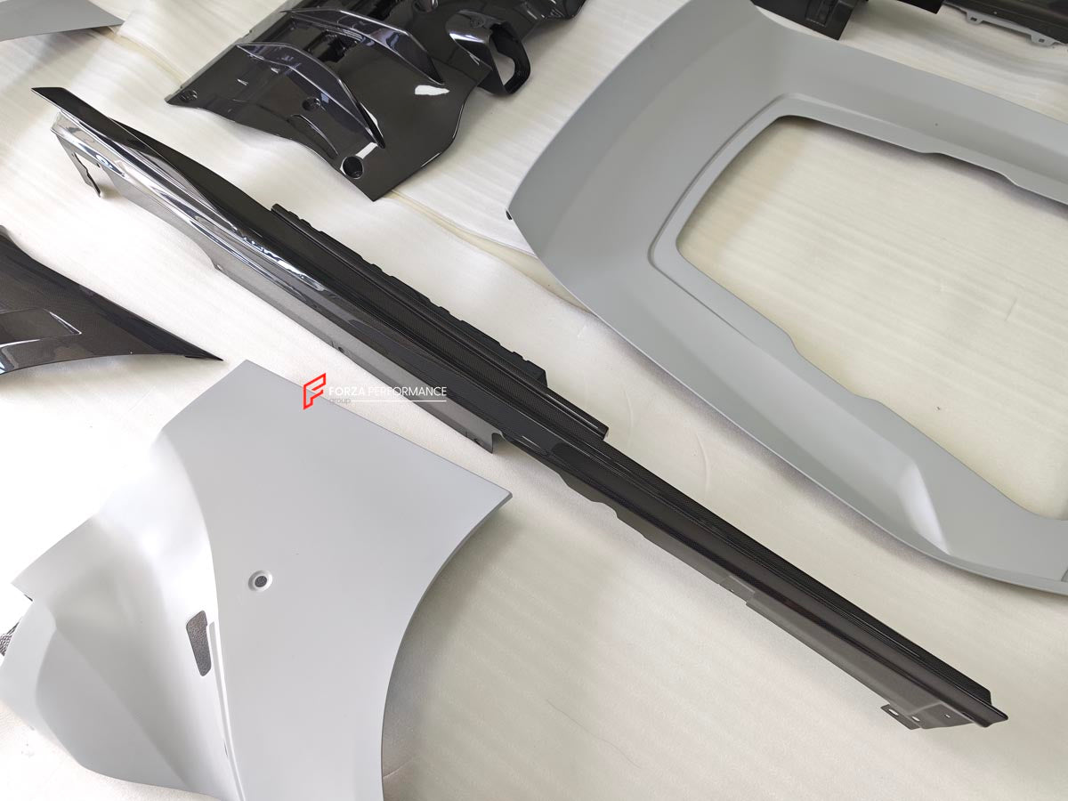 BODY KIT for FERRARI F12 TDR
Set includes:

Front Lip
Front Bumper
Front Air Vent Cover
Front Fenders
Hood/Bonnet
Side Skirts
Rear Diffuser
NOTE: Professional installation is required