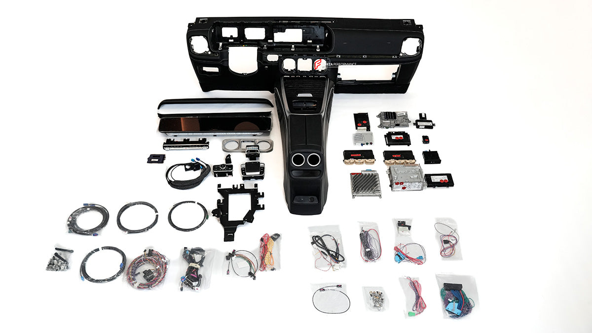 CONVERSION INTERIOR KIT for MERCEDES BENZ G CLASS W464 2018 - 2024 upgrade to W465 2025+

Set includes:

Dashboard Assembly

Dashboard Screen
Center Panel
Center Console Armrest

Control Units
Wiring

Note: Professional installation and elctricain are required.

Payment ►
Visa

Mastercard

PayPal with a credit card (add 4.4% at checkout)
Payoneer
Cryptocurrency
Shipment ►
By express DHL/UPS/TNT/FedEx
To the local international airport
Special line by air
Special line by the sea
To Europe and the UK by train