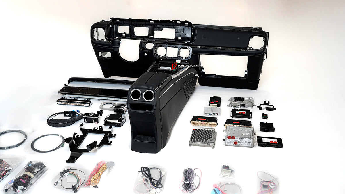 CONVERSION INTERIOR KIT for MERCEDES BENZ G CLASS W464 2018 - 2024 upgrade to W465 2025+

Set includes:

Dashboard Assembly

Dashboard Screen
Center Panel
Center Console Armrest

Control Units
Wiring

Note: Professional installation and elctricain are required.

Payment ►
Visa

Mastercard

PayPal with a credit card (add 4.4% at checkout)
Payoneer
Cryptocurrency
Shipment ►
By express DHL/UPS/TNT/FedEx
To the local international airport
Special line by air
Special line by the sea
To Europe and the UK by train