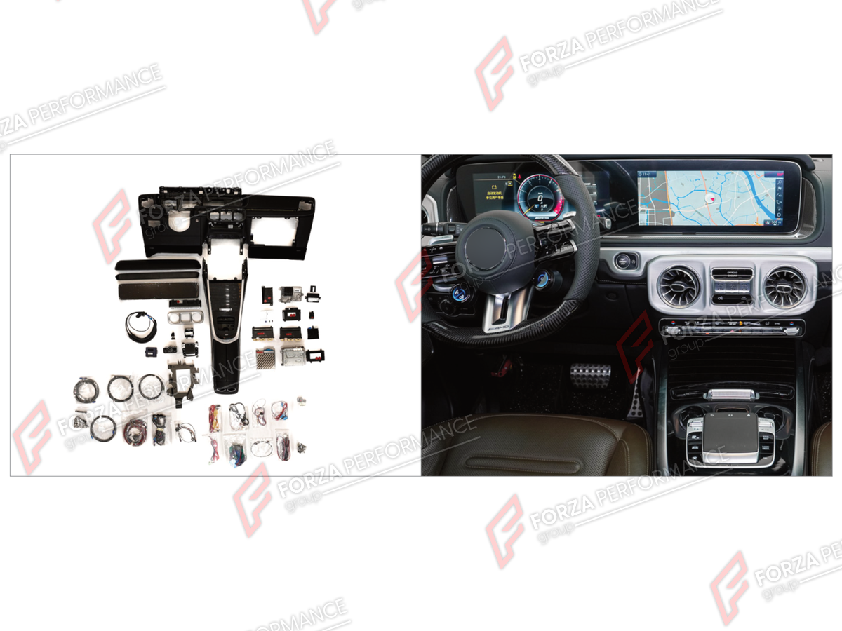 CONVERSION INTERIOR KIT for MERCEDES-BENZ G-CLASS W464 G63 G350 G350D G400D G500 G550 2019 - 2024 UPGRADE to G-CLASS W465 2025+ FORZA PERFORMANCE custom fit HU7 Retrofit Kit

Set includes:
Interior Kit

Material: Plastic

NOTE: Professional installation is required.