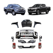 CONVERSION UPGRADE FACELIFT OLD TO NEW BODY KIT for MITSUBISHI TRITON 2 II L200 2015 - 2018 to TRITON 3 III
Set includes:

Front Bumper Assembly
Headlights
Hood Bonnet
Front Fenders
Taillights
Rear Bumper
Material: Plastic

NOTE: Professional installation is required.