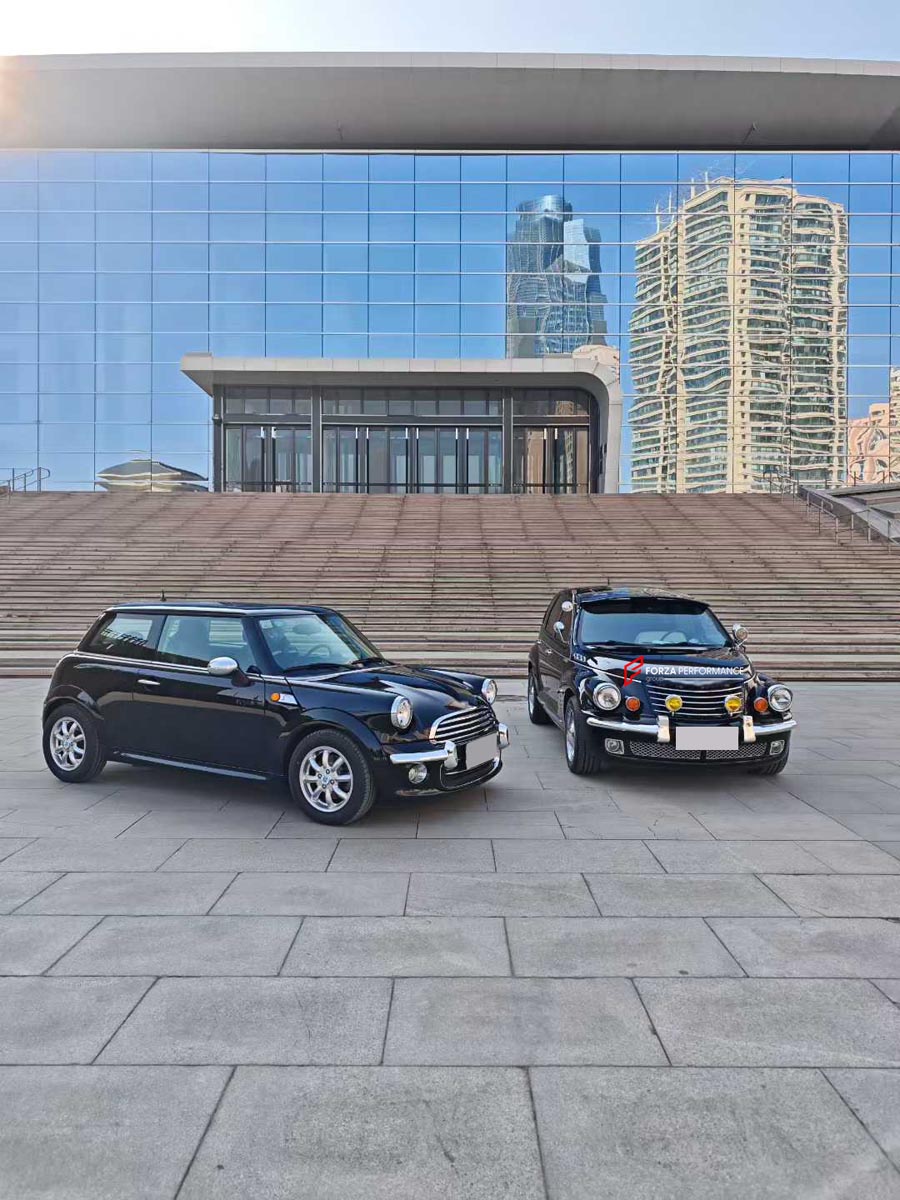 CONVERSION RETRO FRONT BUMPER for CHRYSLER PT CRUISER 2000 - 2010
Set includes:

Front Lip
Hood Bonnet
Front Bumper Assembly
Front Grille
Material: Plastic

NOTE: Professional installation is required.