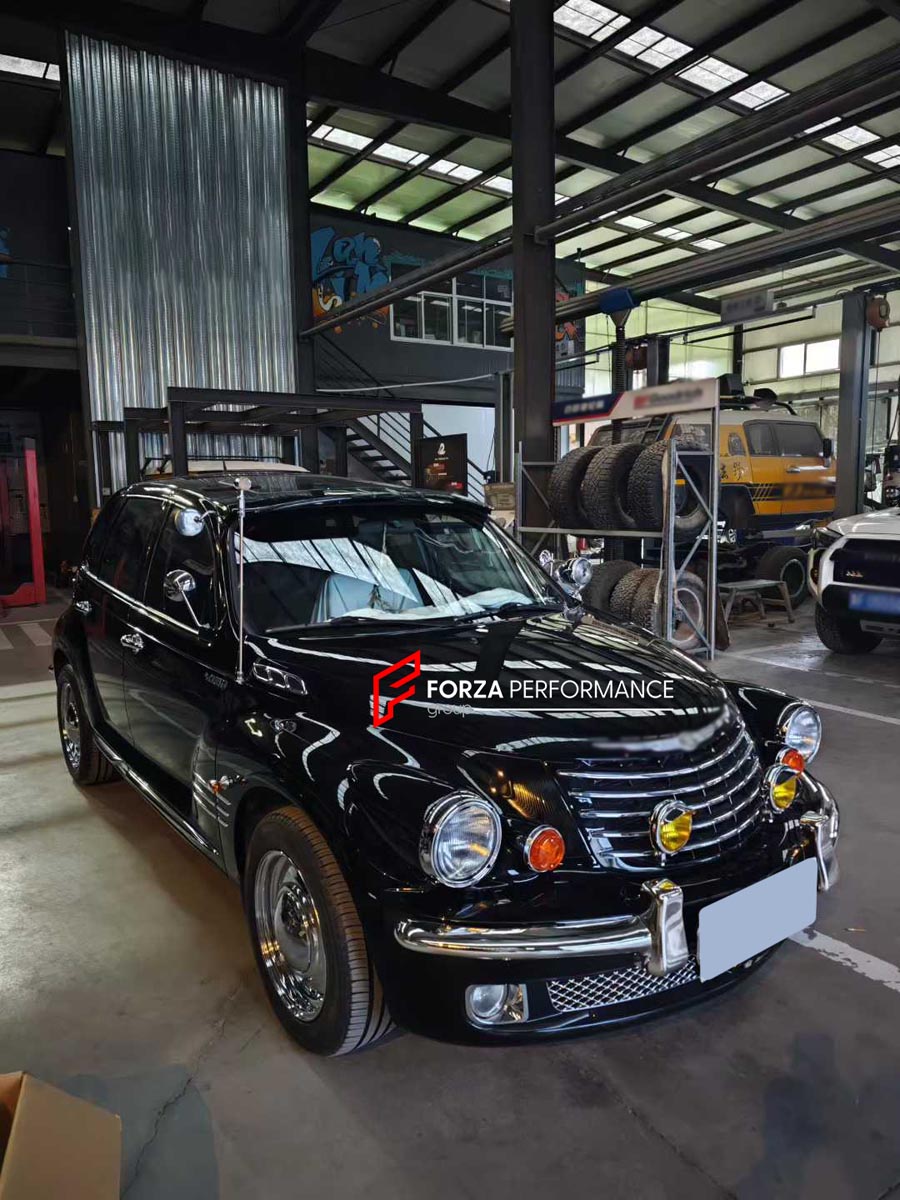 CONVERSION RETRO FRONT BUMPER for CHRYSLER PT CRUISER 2000 - 2010
Set includes:

Front Lip
Hood Bonnet
Front Bumper Assembly
Front Grille
Material: Plastic

NOTE: Professional installation is required.