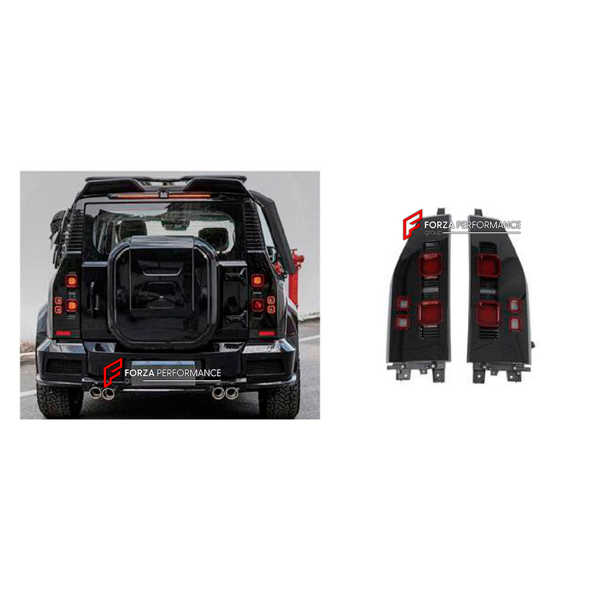 CONVERSION TAIL LIGHTS for JETOUR T2 TRAVELLER 2024+ UPGRADE to LAND ROVER DEFENDER L663 2020+ FORZA PERFORMANCE custom fit LM Style

Set includes:
Tail Lights

Material: Plastic

NOTE: Professional installation is required.