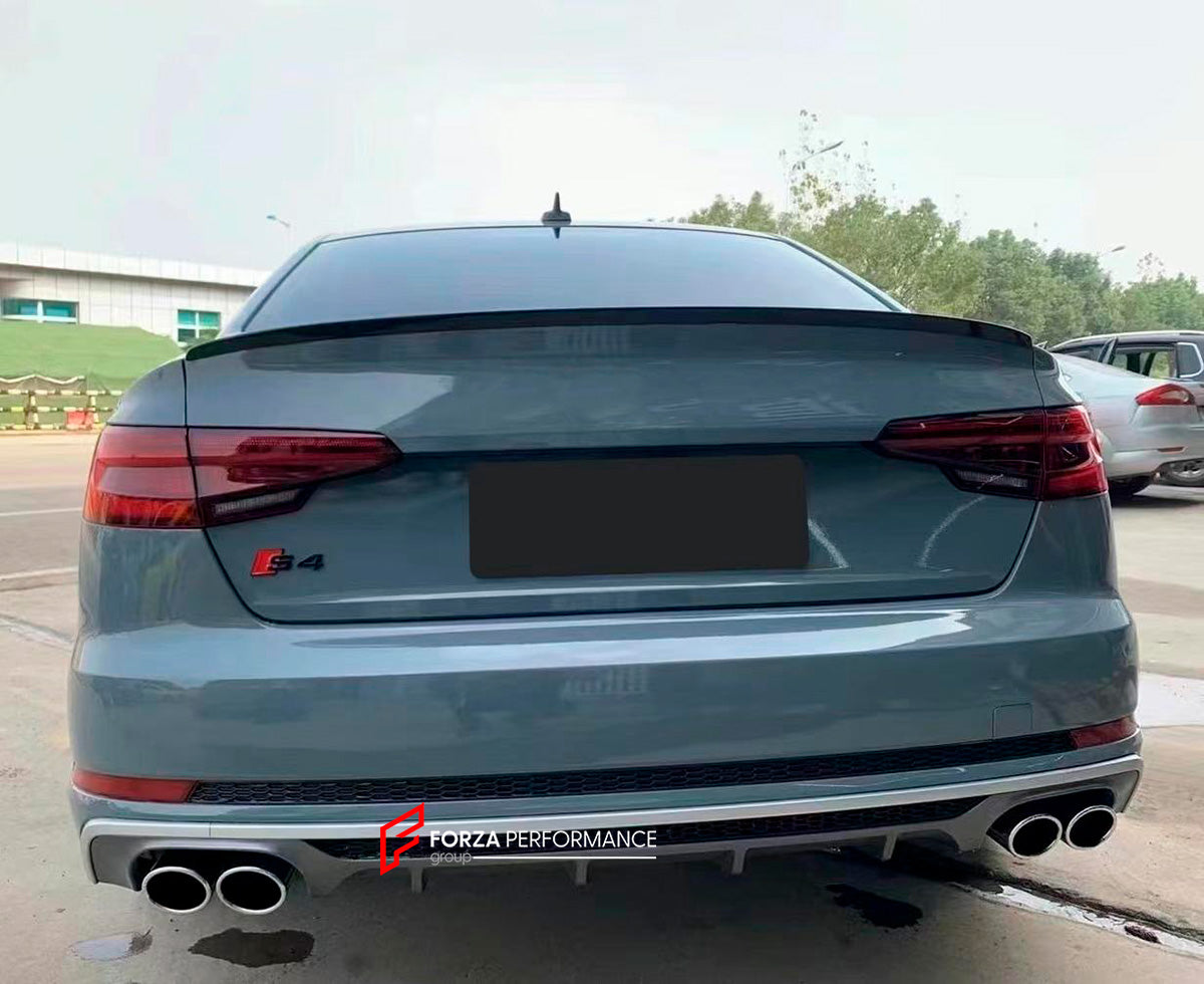 DRY CARBON BODY KIT FOR AUDI S4 B9 2016 - 2019

Set includes:

Front Bumper Assembly
Fog Lights
Grille
Rear Diffuser
Exhaust Tips

MATERIAL: Plastic

NOTE:Professional installation is required.