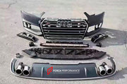 DRY CARBON BODY KIT FOR AUDI S4 B9 2016 - 2019

Set includes:

Front Bumper Assembly
Fog Lights
Grille
Rear Diffuser
Exhaust Tips

MATERIAL: Plastic

NOTE:Professional installation is required.