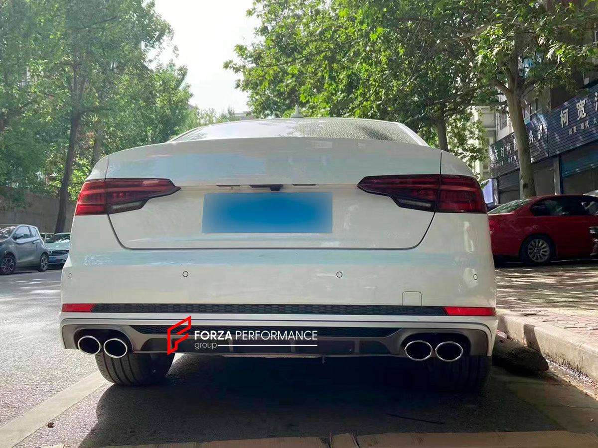 DRY CARBON BODY KIT FOR AUDI S4 B9 2016 - 2019

Set includes:

Front Bumper Assembly
Fog Lights
Grille
Rear Diffuser
Exhaust Tips

MATERIAL: Plastic

NOTE:Professional installation is required.