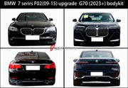 CONVERSION UPGRADE BODY KIT FOR BMW 7-SERIES F02 2008-2015 UPGRADE TO G70 2023

Set includes:

Front Bumper assembly
Front fenders
Hood/Bonnet
Rear fenders
Rear Bumper assembly
Rear tail lights
Rear Diffuser
Exhaust tips

Material: Plastic + Aluminum + Stainless steel

Note: Professional installation is required