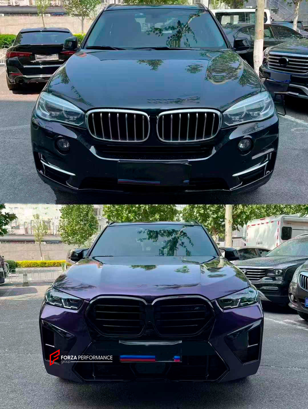 CONVERSION UPGRADE BODY KIT for BMW X5 F15 2014 - 2018 UPGRADE TO X5 G05 F95

Set includes:

Front Bumper assembly
Headlights&nbsp;
Front fenders

Side fender flares

Rear Trunk
Rear Bumper assembly
Rear tail lights

Exhaust tips

Material: Plastic + Aluminum + Stainless steel

Note: Professional installation is required